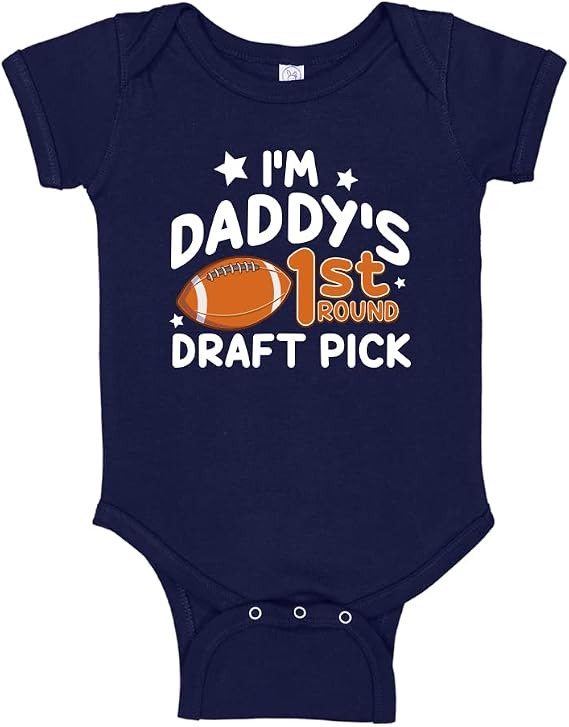 Fantasy Football Pregnancy Announcement I'm Daddy's First Round Draft Pick Baby Bodysuit or Toddler T-Shirt
