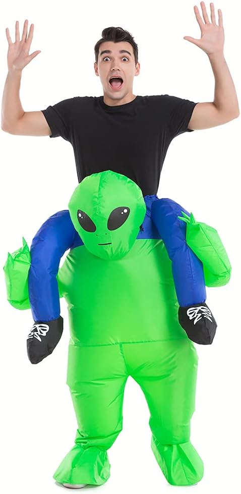 Inflatable Adult Alien Costume, Piggy Back Rider Cosplay Men Women | 360 Degree Detailed 3D Design, Durable Fabric, Powerful Fan, More Flexible Structure to Fit, Better for Various Occasions