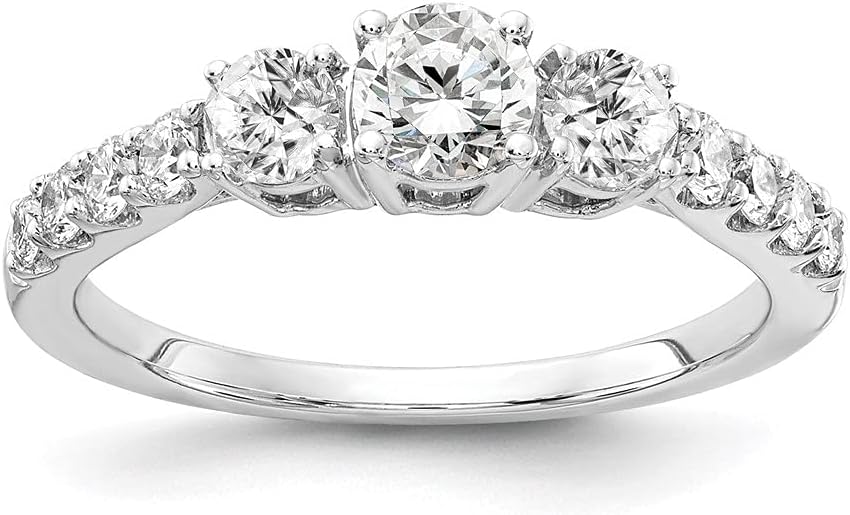 14K White Gold 1 1/2 carat Lab Grown Diamond Three Stone Engagement Ring
