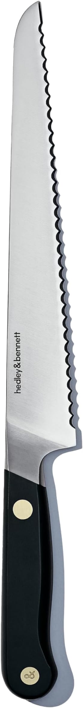 hedley & bennett Bread Knife, 8.6 Inches, Caviar (Black) | German High Carbon Stainless Steel, Ultra Sharp Serrated Blade, For Homemade Bread, Cakes & Pastries