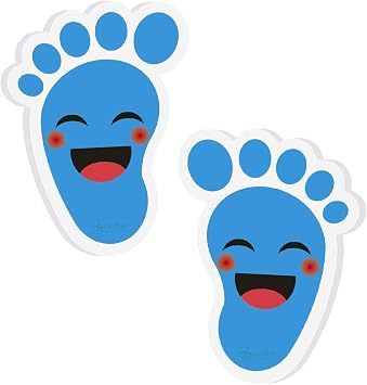Beautyflier 20 Pairs Self-Adhesive Kids Footprint Stickers Cartoon Guide Floor Decals Social Distance Cute Smile Floor Stickers for Kids Room Party Nursery School Stairs Decor Blue