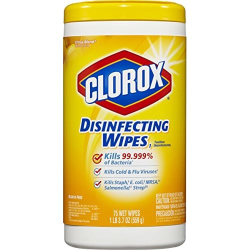 Clorox Disinfecting Cleaning Wipes, Bleach Free, Crisp Lemon, 75 Count, Pack of 6 Pack May Vary