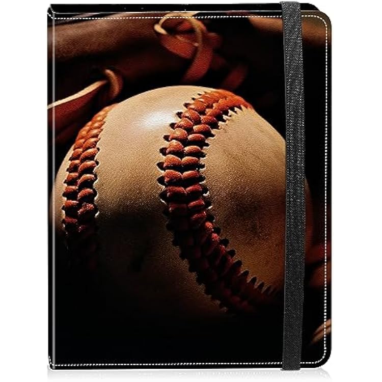 Photo Album 4x6 Photos - 60 Photos Capacity PU Leather Cover Photo Album with Strong Elastic Band, Portable Picture Album for Family Wedding Wedding Anniversary, Vintage Baseball