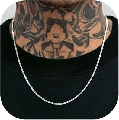 Richsteel Stainless Steel Mens Flat Link Chain Necklace, Black/Gold/Steel Chain for men, 2mm/4mm/6mm Width, No Tarnish & Hypoallergenic Hip Hop Jewelry, 18"-30" Length