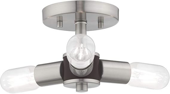 Livex Lighting 3-Light Ceiling Mount, Brushed Nickel