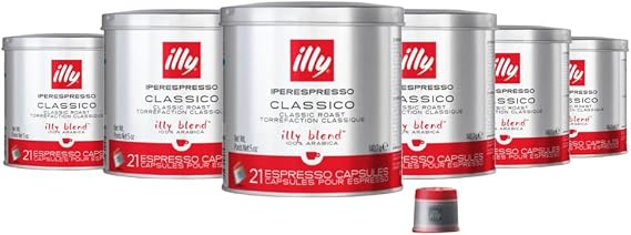 illy Coffee iperEspresso Capsules - Single-Serve Coffee Capsules & Pods - Single Origin Coffee Pods Classico Medium Roast with Notes of Caramel - For iperEspresso Capsule Machines 21 Count, 6 Pack