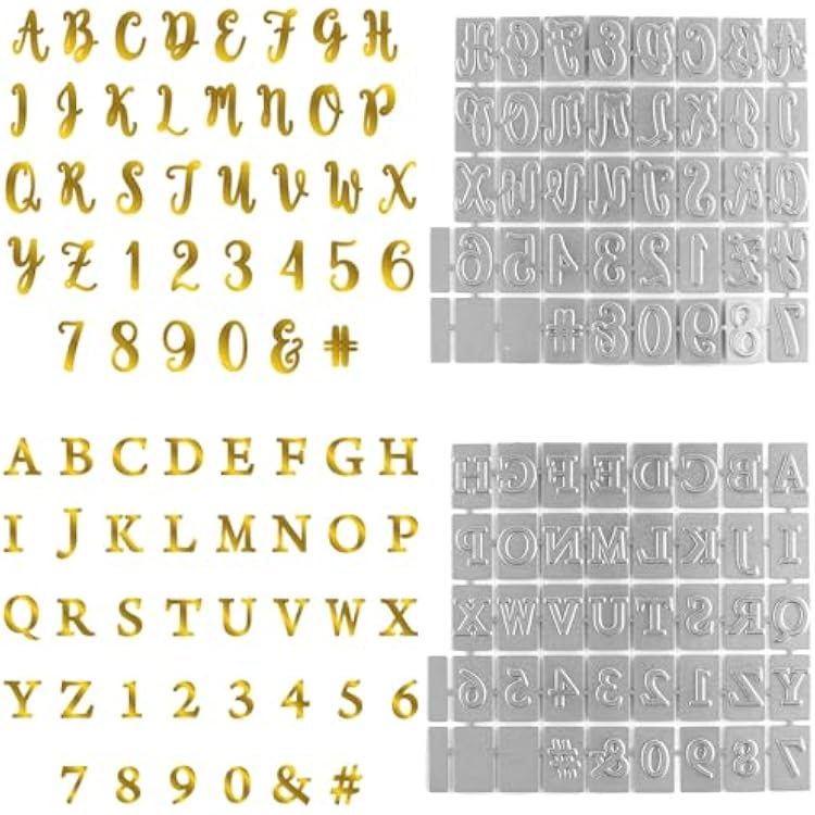 2PCS Hot Foil Plate,Morden Script Alphabet Letter Numbers Metal Foil Plate Dies for Card Making Paper Crafts Embossing Scrapbooking Arts Crafts Scrapbooking Supplies Handmade Crafts Album Deco