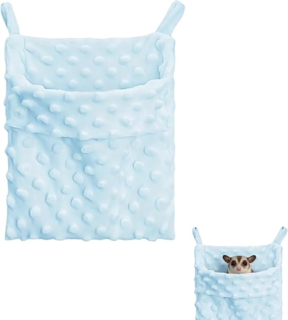 1 Pack Sugar Glider Sleeping Pouch, Rat Hammocks For Cage, Small Animal Carrier With 2 Hooks, Hanging Bag For Sugar Gliders,Guinea Pigs, Ferrets,Rat Hedgehog,Hamsters,Small Animal (Blue)