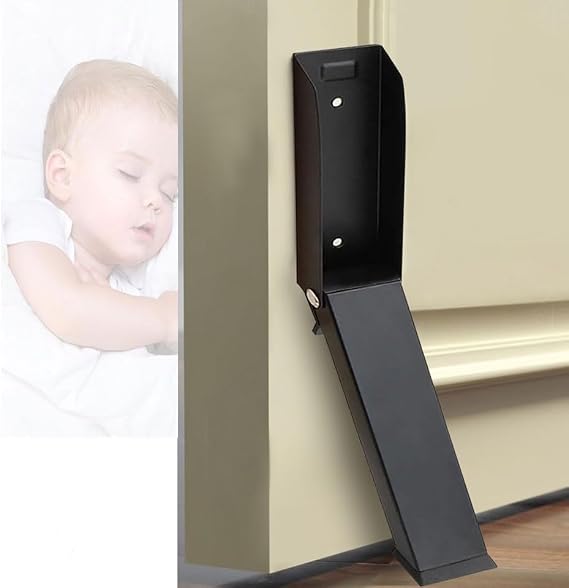 Door Stoppers, No Drilling Stopper, Kickdown Black Stops for Wall Heavy Duty, Stoppers for Bottom- 1 Pack Black