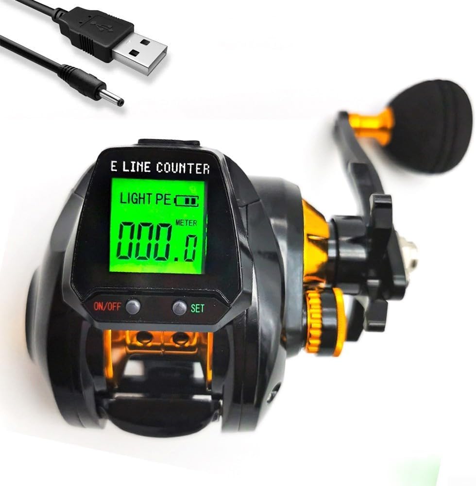 Electric Fishing Baitcasting Reel with Digital Display, Rechargeable Rechargeable Baitcast Fishing Wheel,6.3:1 Gear Ratio