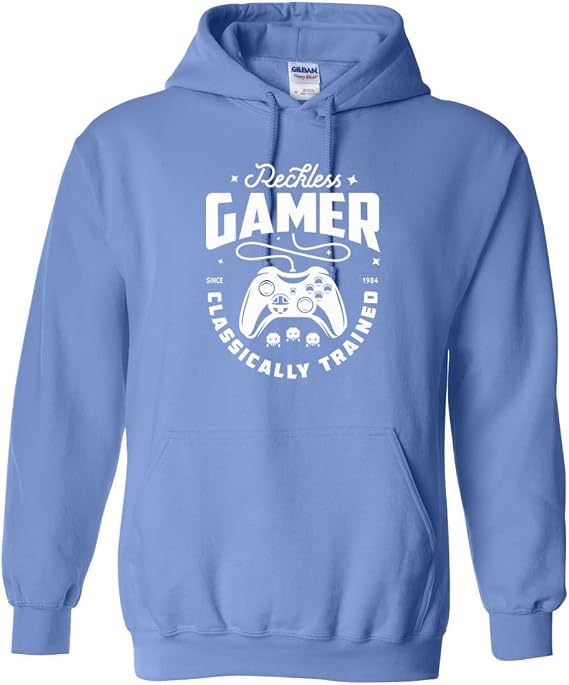 Studio 9Thirty3 Adult Reckless Gamer Classically Trained Hoodie Sweatshirt, Gift for Men, Vintage Retro Gaming Hoodie