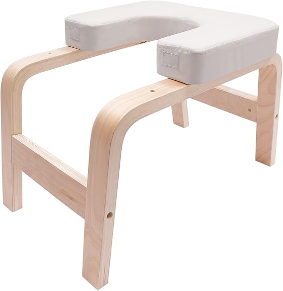 Solid Wood Yoga Headstand Bench, with Comfort Padding, 440lbs Load Capacity Multifunctional Inversion Stool for Home Gym, Stretching and Posture Correction​