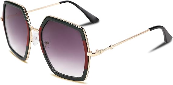 FEISEDY Women Large Hexagon Inspired Sunglasses Fashion Irregular Design Style Geometric B2503