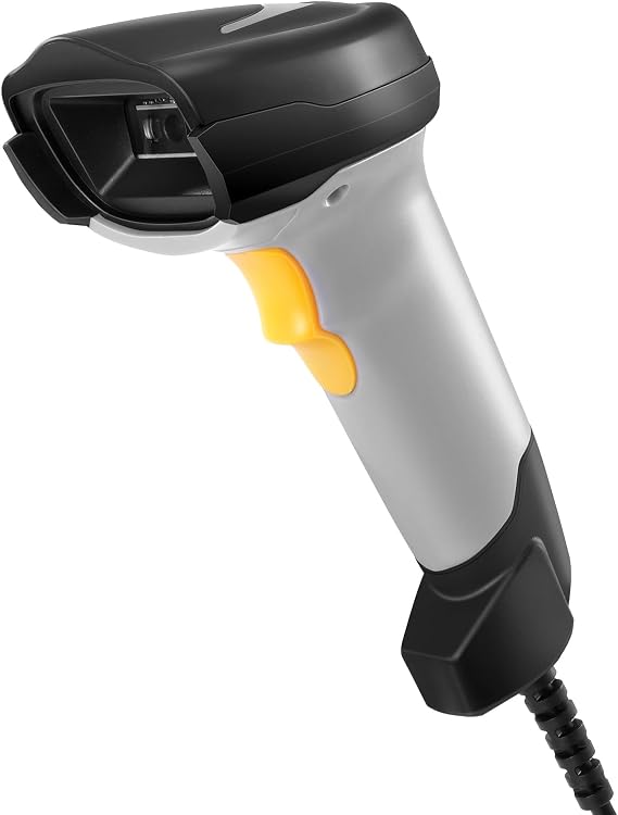 Barcode Scanner Handheld QR Code Scanner USB Cable Connection 1D 2D & PDF417 Data Matrix Automatic Barcode Reader Plug and Play Barcode Scanner for POS Shop Supermarket Warehouse Library