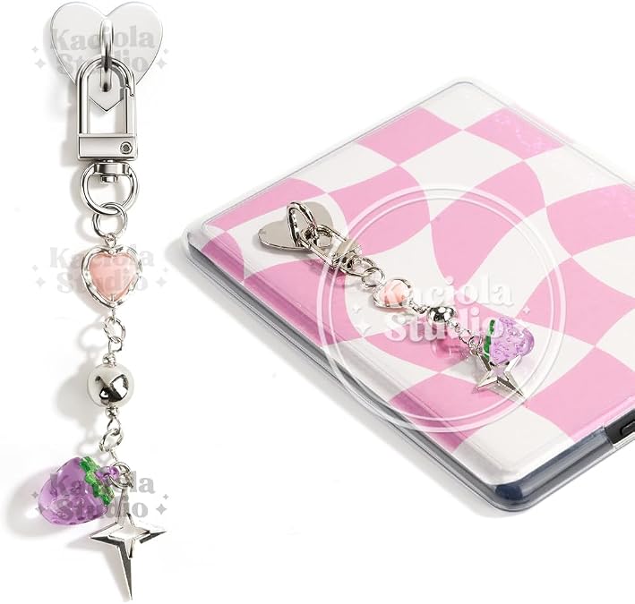 Kaciola Charms for E-reader, Cute Phone Charm Chains Bracelets Accessories for Readers Booklovers Women Men, Charms Compatible for E-Reader/Phone/Paper White (C01-C05)