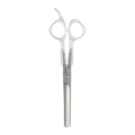 Fromm Professional Venture 5.75" 30-Tooth Easy Hair Thinning & Texturizing Shears in Clear & Matte Silver Japanese Steel Scissors with Beveled Blade for New Salon Stylist & DIY Home Use
