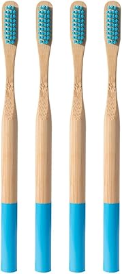 HEALLILY Organic Bamboo Toothbrush for Adults Soft Bristle Manual Toothbrush with Ergonomic Non-Slip Handle Eco-Friendly Oral Care 4 Pack