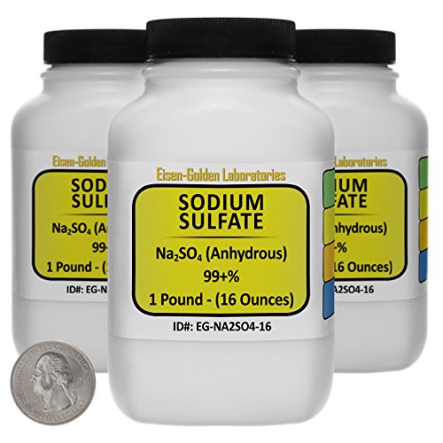 Sodium Sulfate [Na2SO4] 99% ACS Grade Powder 3 Lb in Three Space-Saver Bottles