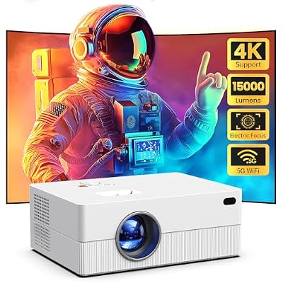 [Electric Focus] Mini Projector with WiFi and Bluetooth, Native 1080P Portable Projector Supported 4K, 15000L Outdoor Projector for Home Theater, Compatible with iOS, Android, TV Stick, HDMI, USB