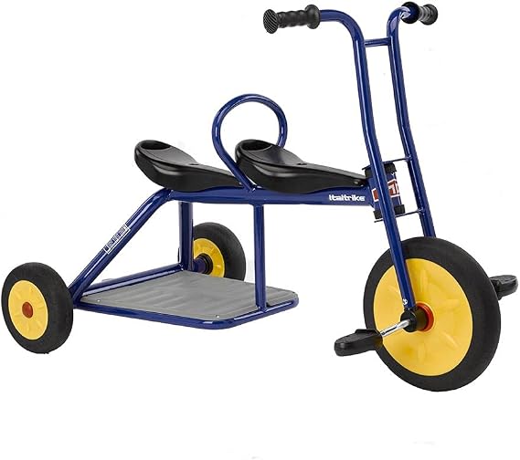 Italtrike Atlantic Double Seat Outdoor Tricycle for Toddlers & Kids, Superior Engineering, Strong & Durable, Easy Assembly, Ages 3-6 (Blue)