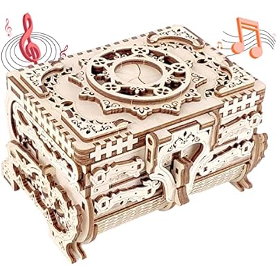 DIY Wooden Music Box Kit 3D Wooden Puzzle for Adults, Mechanical Model Antique Treasure Jewelry Box, Build Your Own Home Decoration Mothers Day Birthday Gift for Women Her