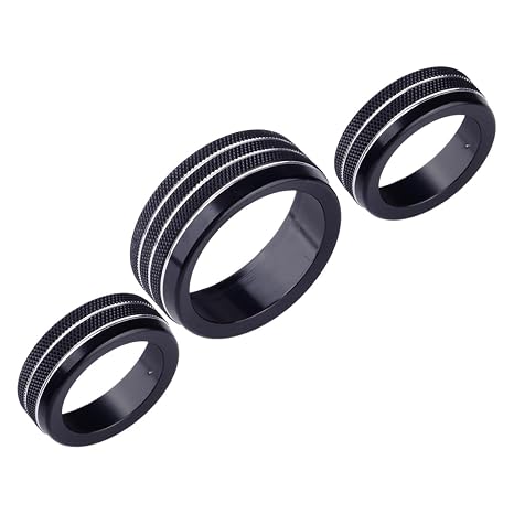 3pcs Black Aluminum Central Console AC Climate Radio Volume Switch Button Turn Knob Ring Cover Trim Compatible for Jeep Grand Cherokee 2014-2021