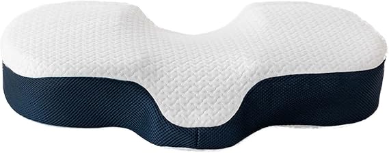 neck pillow， Cervical Memory Foam Pillow for Neck And Shoulder Pain, Contour for Sleeping, with Massage Particles Bamboo with Air Hole(Deep Blue)
