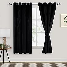 XWZO Black Velvet Curtains 63 Inches Long, Elegent Soft Luxury Curtains for Living Room, Thermal Insulated Room Darkening Black Curtain for Bedroom Decor, Velvet Drapes Set 2 Panels