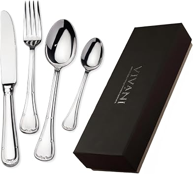 VIVANI Luxury Silverware Set, 16 Piece Premium Flatware Set, 18/10 Stainless Steel Cutlery Set with Gift Box for Restaurant, Home, Wedding, Housewarming Gift, Service for 4, Dishwasher Safe