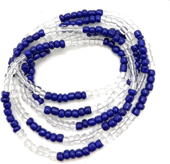 Collares de Cuentas Santeria Orisha Eleke Elekes Collar, EK-104 - Yemaya White/Blue