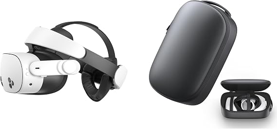 KIWI design H4 Halo Comfort Head Strap Compatible with Meta Quest 3 or Quest 3S, Accredited by Meta and KIWI design Carrying Case Compatible with Quest 3S/Quest 3/Quest 2 and Vision Pro