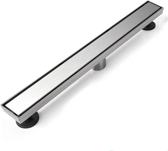 SaniteModar Linear Shower Drain with Flange, Tile Insert 2 in 1 Panel Showe Drain 24 inch, Shower Floor Drain for Bathroom