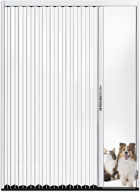 Interior Accordion Folding Door, No Drilling Retractable Sliding Doors with Lock, Customize Room Divider for Bathroom Closet Kitchen Patio, Aluminum Frame and Acrylic Panel