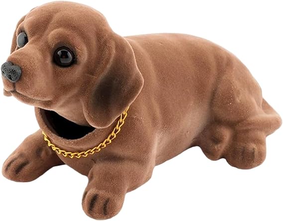 Shaking Head Dog Car Ornament, Resin and Flocking Dashboard Decor, 7 in Tall Figurine for Auto Interior and Desk, Style H