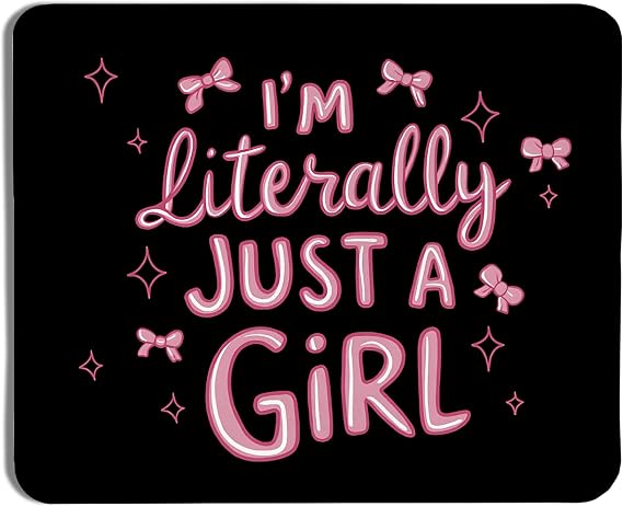 Coquette Pink Bow Girly Mouse Pad, I'm Literally Just a Girl Mouse Pads for Wireless Mouse Computers Laptop Desk Accessories, Aesthetic Mouse Pad, Desk Supplies for Women Office, 9.5x7.9 Inch