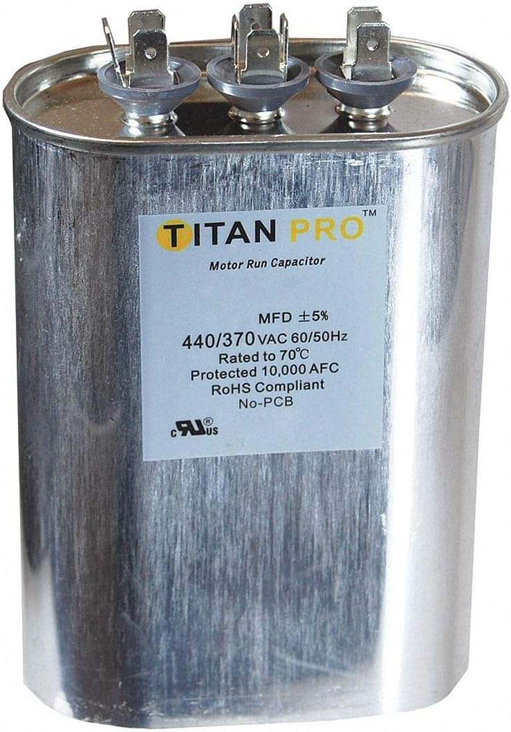 Titan Pro Oval Motor Dual Run Capacitor, 355 Microfarad Rating, 370-440VAC Voltage - TOCFD355