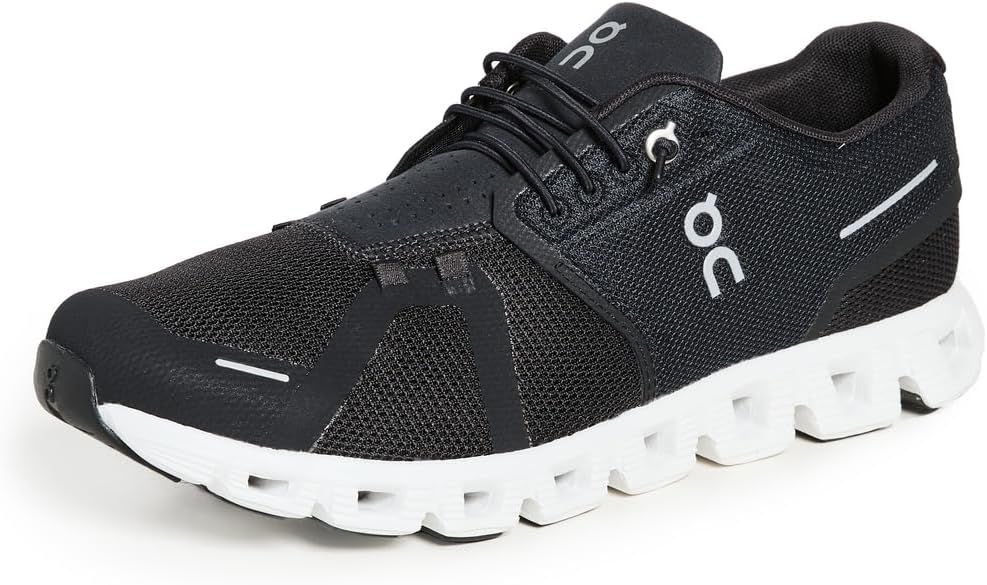 On Men's Cloud 5 Sneakers, Black/White, 8 Medium US