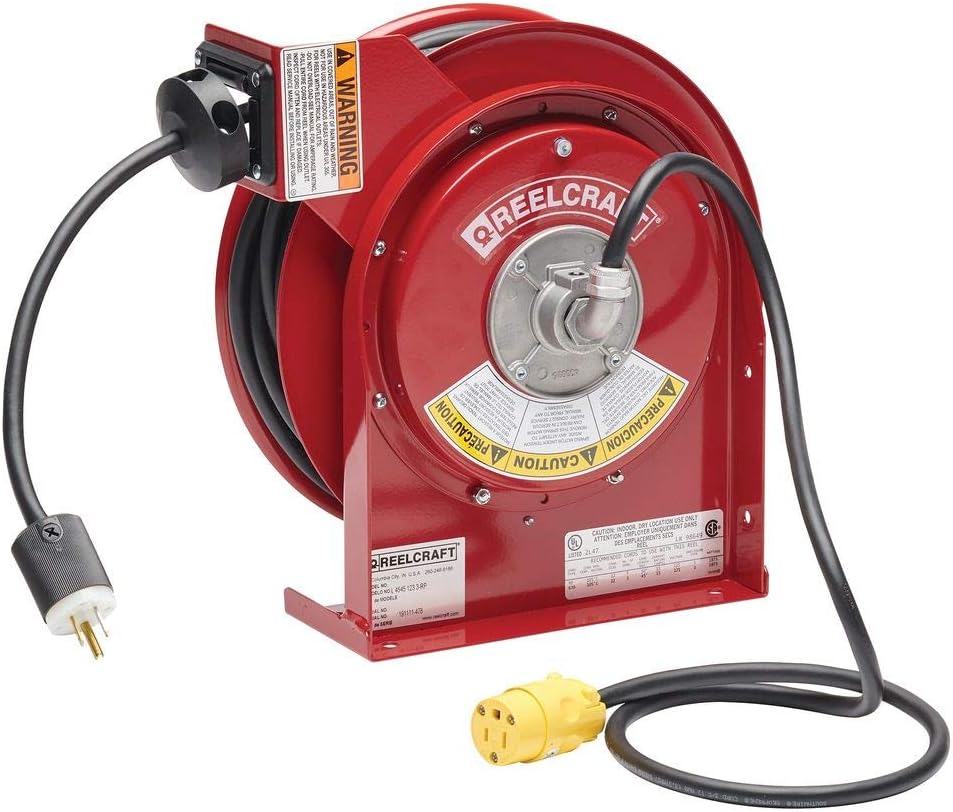 Reelcraft L-4545-123-3-RP - 123 x 45 ft. 15A Reverse Plug Electric Cord Reel
