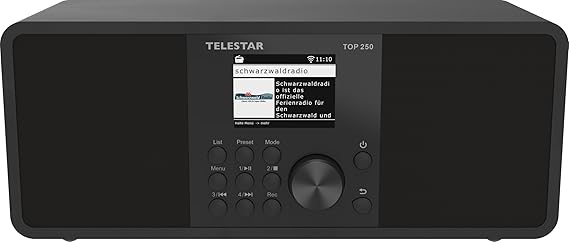 TELESTAR TOP 250 - DAB+/Internet Radio Stereo - Black 2 x 10 watts Bluetooth audio streaming and transmitting function USB recording emergency warning system app control