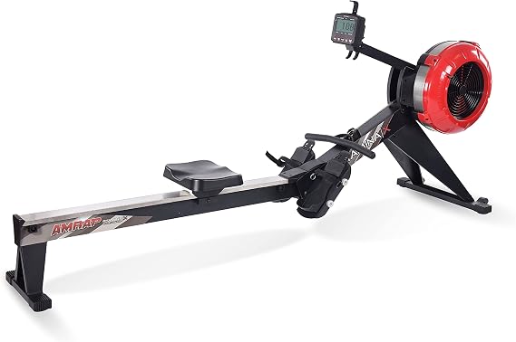 Stamina X AMRAP Rower Machine with Smart Workout App - Foldable Rowing Machine with Dynamic Air Resistance for Home Gym Fitness - Up to 300 lbs Weight Capacity