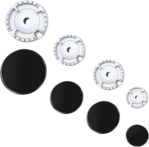 8 Pcs Gas Stove Burner Cap, Oven Gas Hob Covers for 4 Burner Gas Cookers, Hob Covers for Gas Cookers, Gas Burner Flame Cap for Most Gas Stove Burners, 55mm 75mm 100mm Stove Lid Kit [Energy Class A]