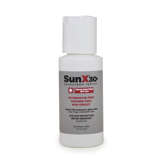 CoreTex Sun X 30+ SPF Broad Spectrum Sunscreen Lotion - 1oz Bottle of Paraben, Oxybenzone, Octinoxate, Oil Free Sunscreen - No White Cast and Water Resistant Up to 80 Minutes