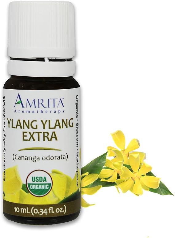 AMRITA Aromatherapy: Organic Ylang Ylang, Extra Essential Oil - Cananga odorata - 100% Pure Undiluted & Therapeutic Grade, Premium Quality Aromatherapy oils, Tested & Verified - 10ML
