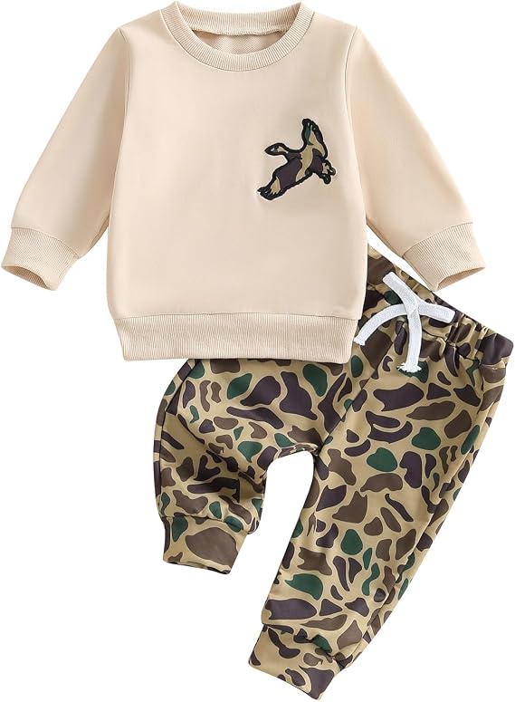 Baby Boy Camouflage Outfit Fall Clothes Long Sleeve Tops Jogger Pants Set