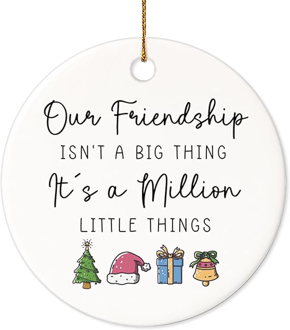 Friendship Ornament for Women 2025, Long Distance Gift for Best Friend Christmas Ornaments, Christmas Gifts for Besties, Bestfriend, Sister, Coworker, Ceramic Double-side 2.9'' (H72)
