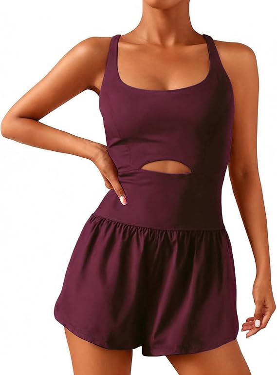 Womens Workout Romper Sexy Sleeveless Athletic Rompers One-Piece Running Onesie Jumpsuit Summer Gym Casual Valentine Gift