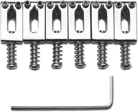 MAXCHEER 10.5mm Guitar Tremolo Bridge Saddles for Fender Stratocaster Strat Telecaster Tele Electric Guitar Replacement (Chrome)