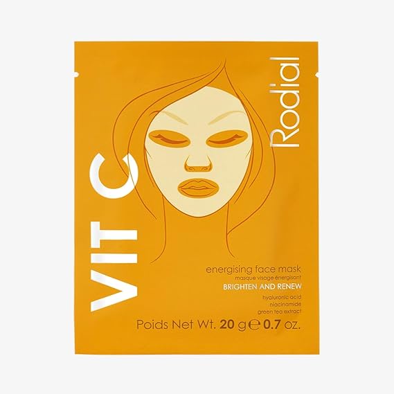 Rodial Energising Face Mask Vitamin C (1 Sachet) Under Eye Luminosity Boost, Hyaluronic Acid, Vitamin C, Niacinamide and Green Tea, Rejuvenating Eye Patches, Eye Patches for Dark Circles