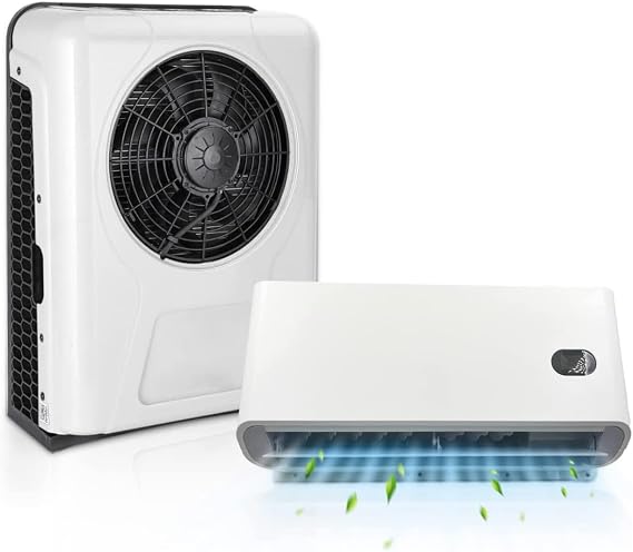 12V Truck Air Conditioner Split Electric AC Unit Fits RV Trailer Tractor Parking Air Conditioner Fast Cooling Low Noise 10000BTU