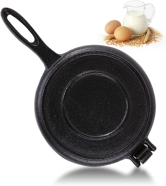 Stove Top Waffle Iron Cast Iron Waffle Maker Pan Stove Top Waffle Iron Cookware Portable Camping Breakfast Maker for Stovetop Waffle Iron Baking Mold (Black,20x34cm)